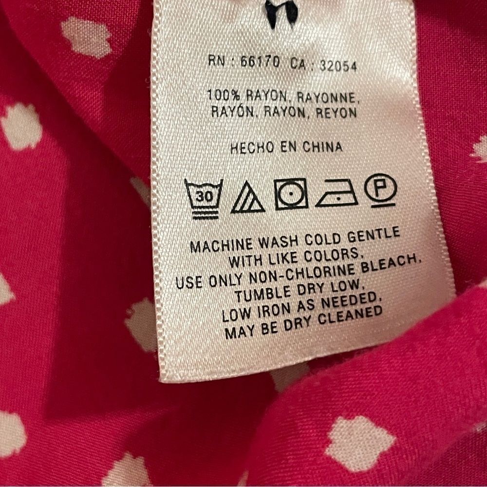 Anthropologie Vanessa Virginia Lightweight Dot Blouse Pink White Navy Blue Sz 0 - Picture 9 of 10